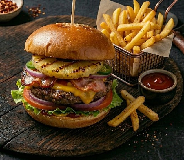 Hamburguesa Hawaiana con Tocino