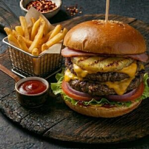 Hamburguesa Doble Carne/Hawaiana